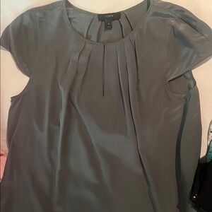 J. Crew 100% Silk Keyhole Peekaboo Neckline Pleated Business Casual Blouse 6